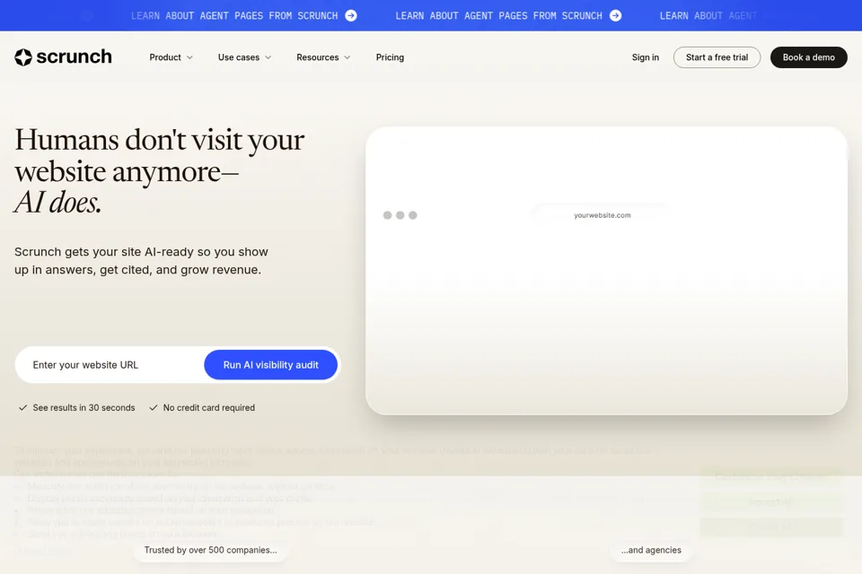 Aperçu de la landing page