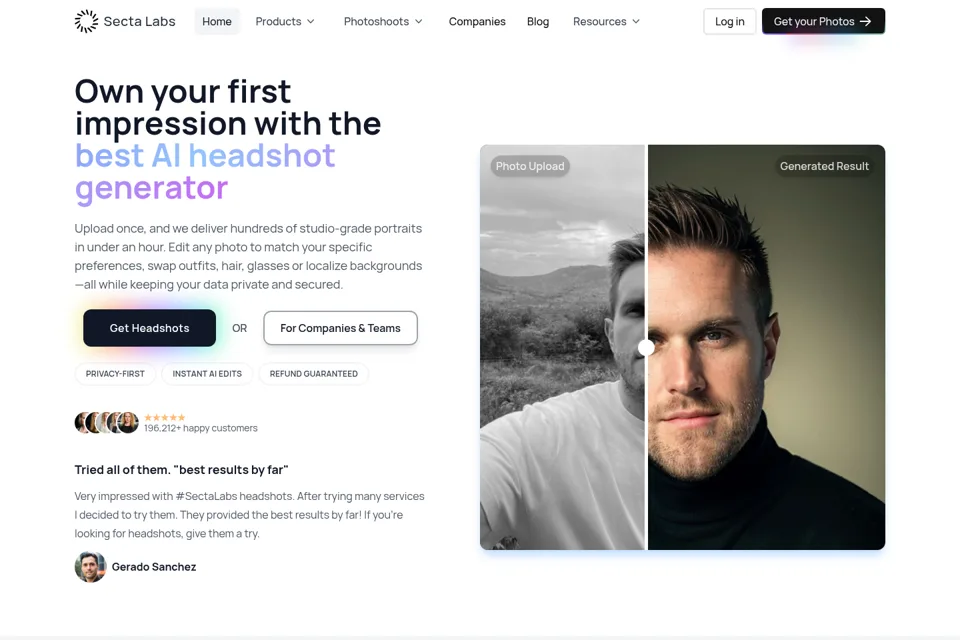 Aperçu de la landing page