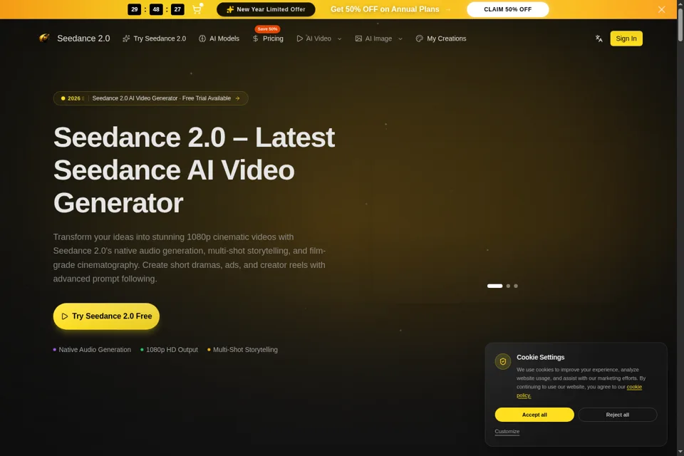 Aperçu de la landing page