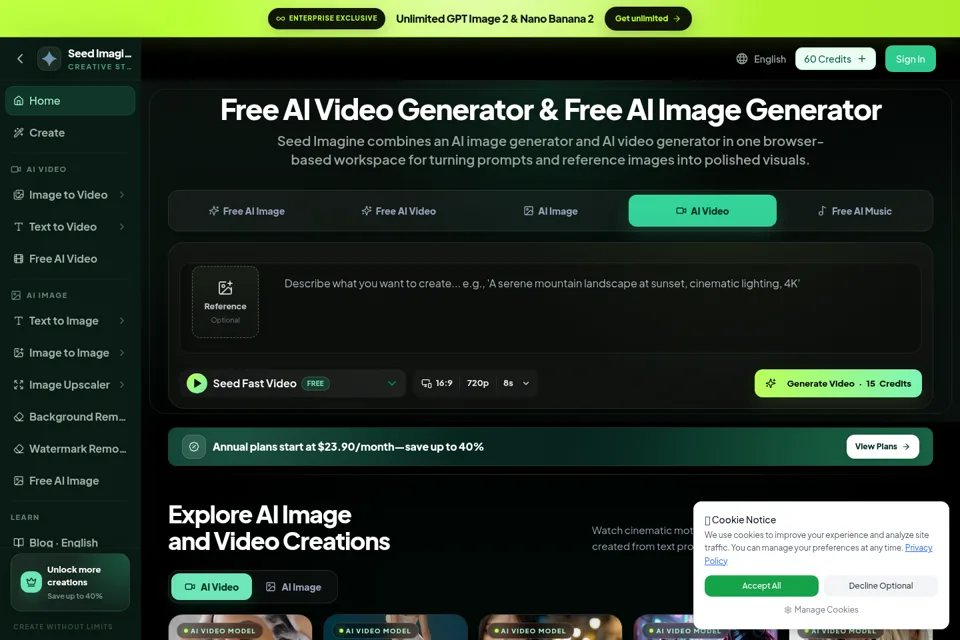Aperçu de la landing page