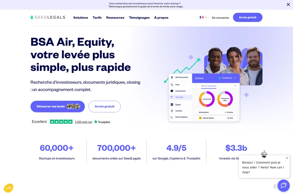 Aperçu de la landing page