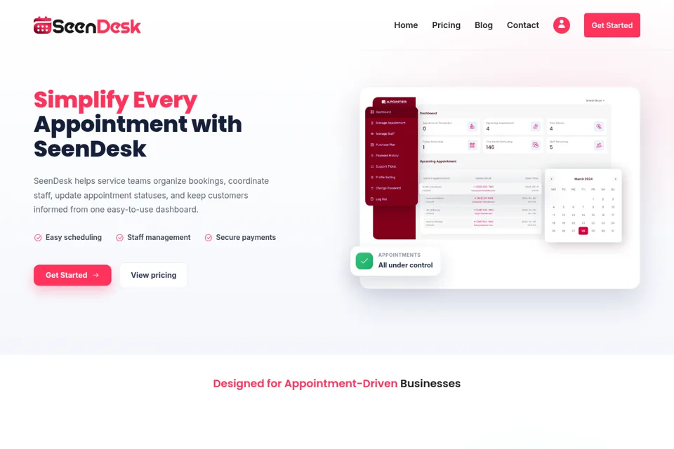 Aperçu de la landing page