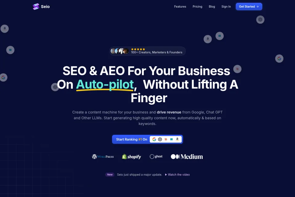 Aperçu de la landing page