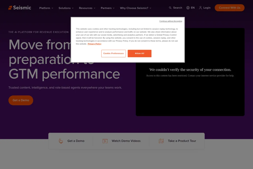 Aperçu de la landing page