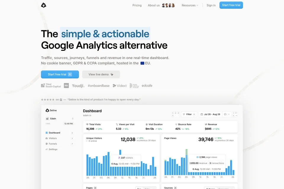 Aperçu de la landing page