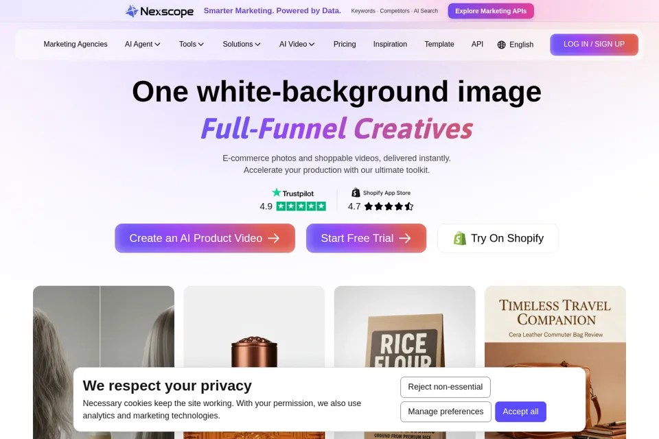 Aperçu de la landing page