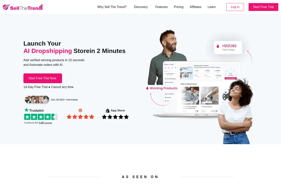 Aperçu de la landing page