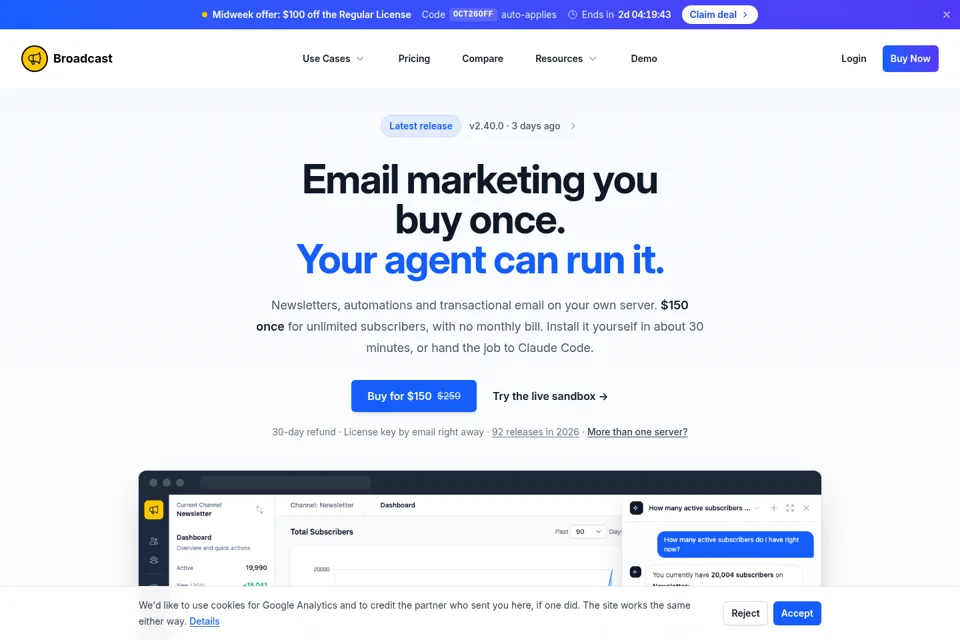 Aperçu de la landing page