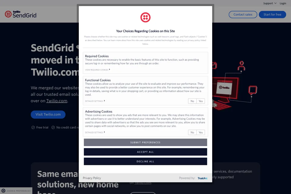 Aperçu de la landing page