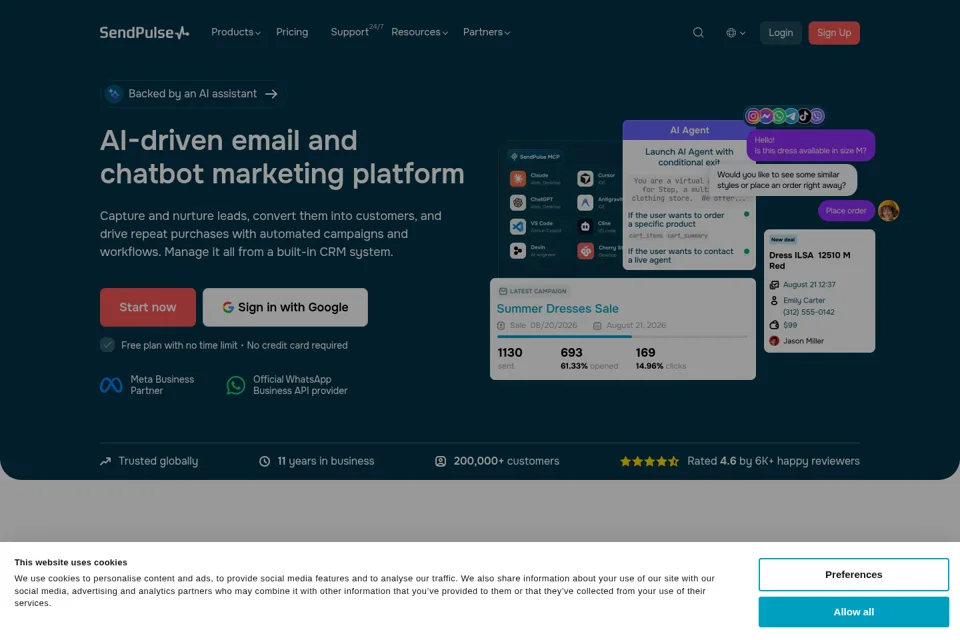 Aperçu de la landing page