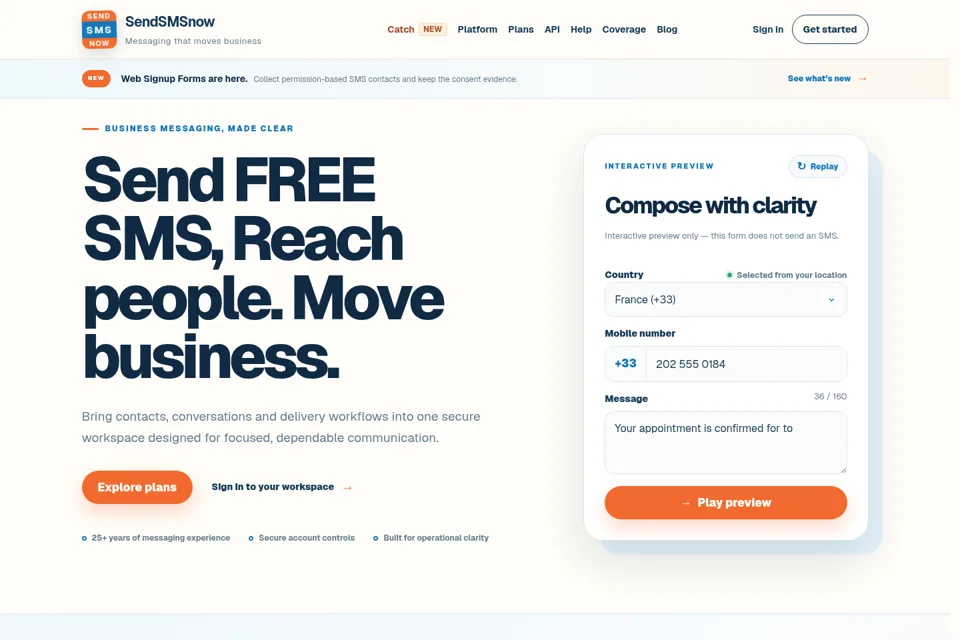 Aperçu de la landing page