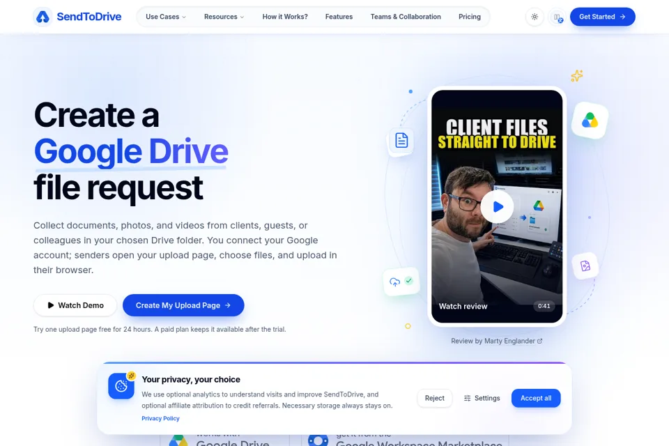 Aperçu de la landing page