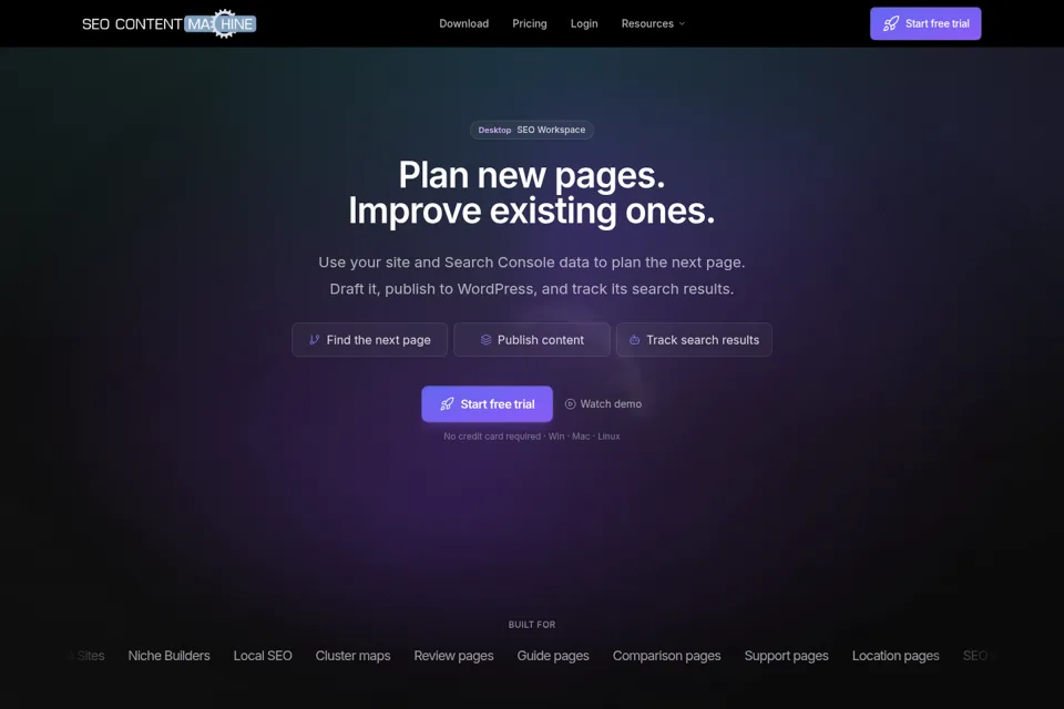 Aperçu de la landing page