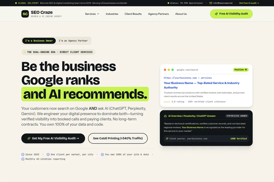 Aperçu de la landing page