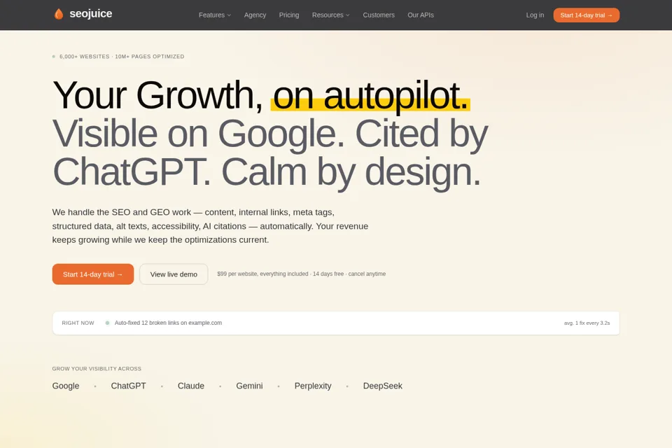 Aperçu de la landing page