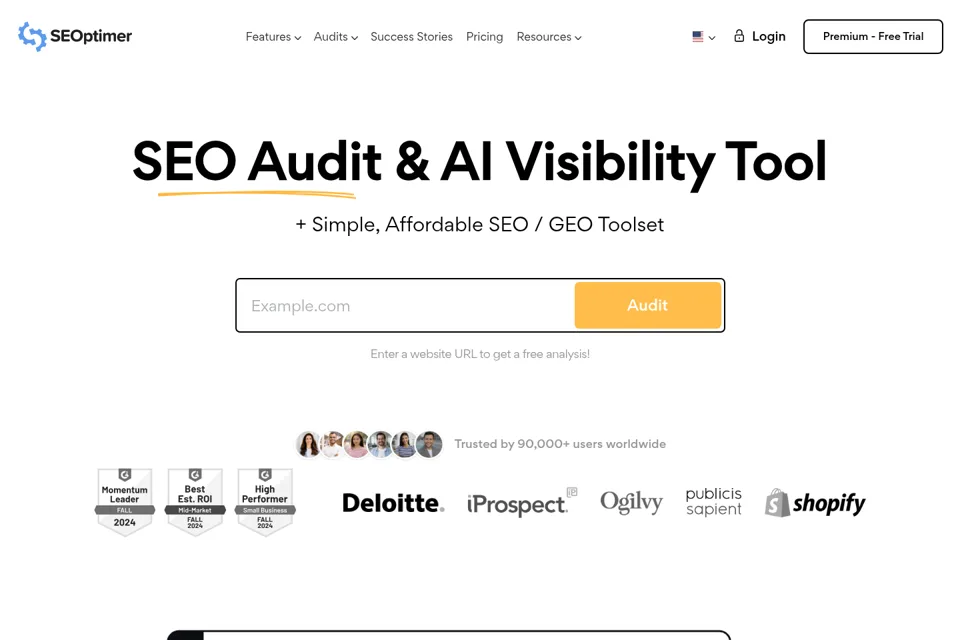 Aperçu de la landing page