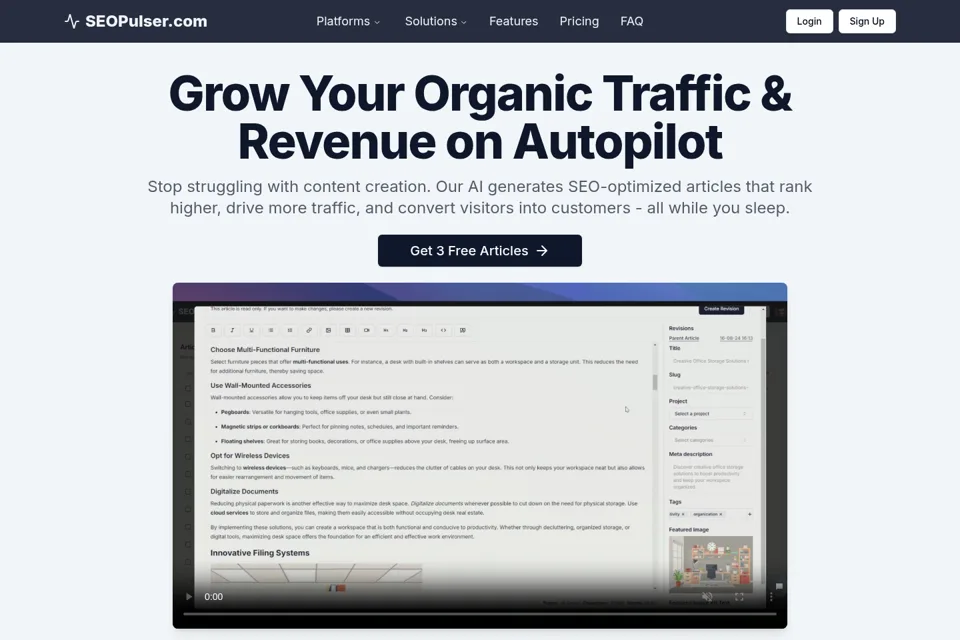 Aperçu de la landing page
