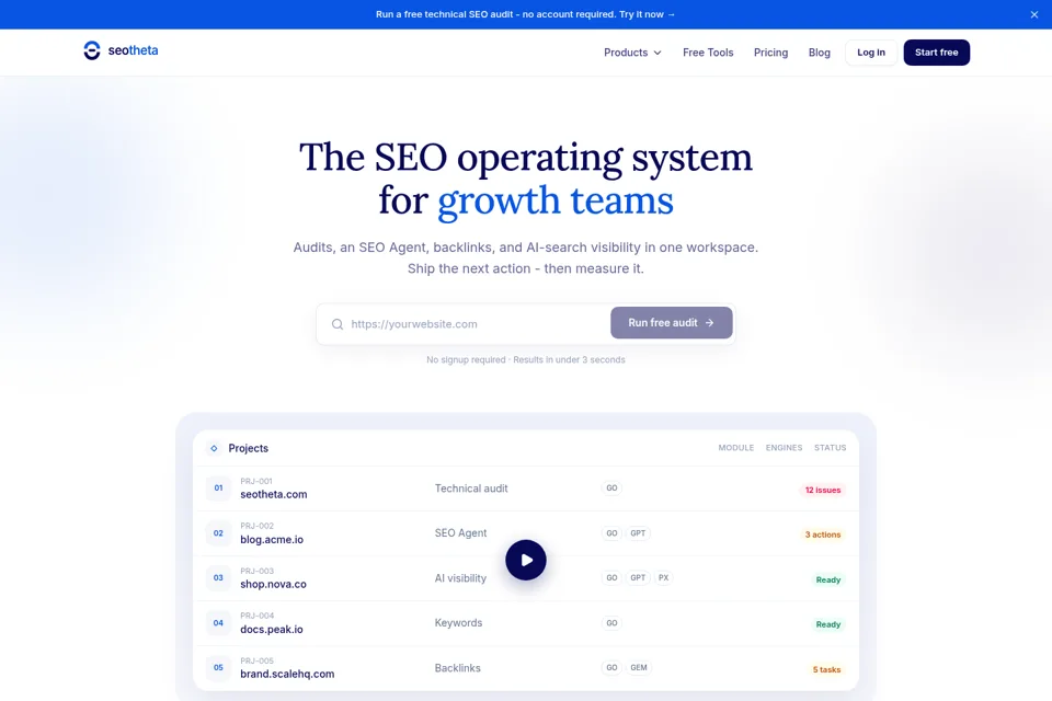 Aperçu de la landing page