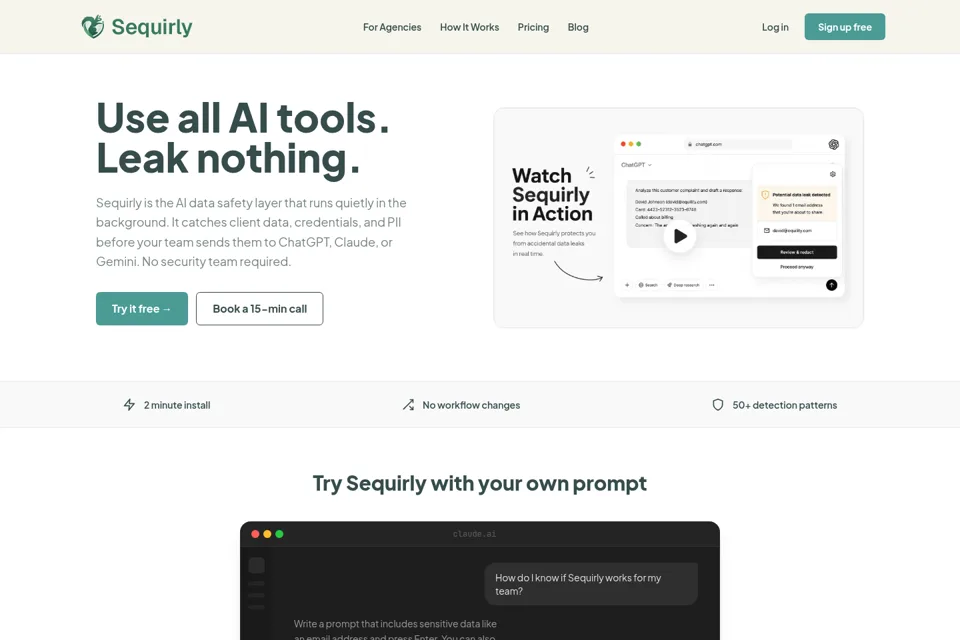 Aperçu de la landing page
