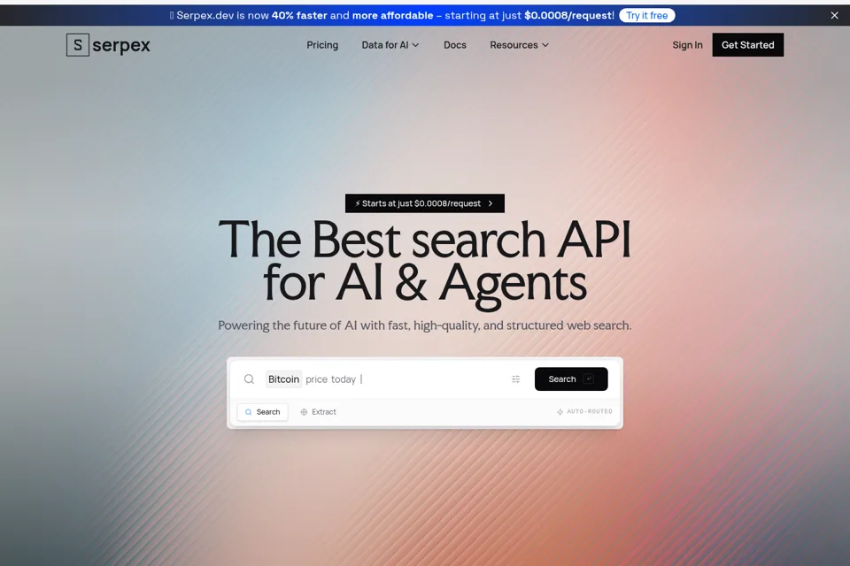 Aperçu de la landing page