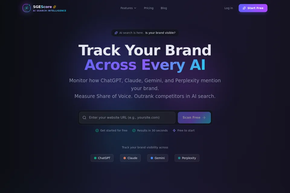 Aperçu de la landing page