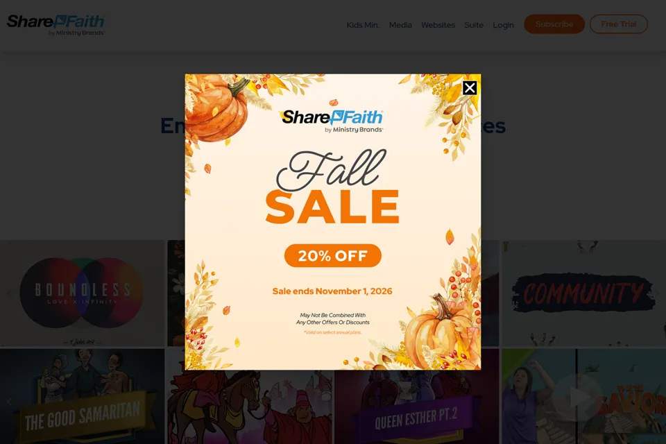 Aperçu de la landing page