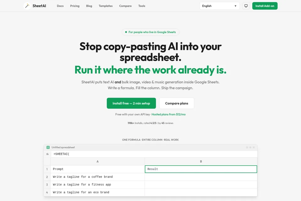 Aperçu de la landing page