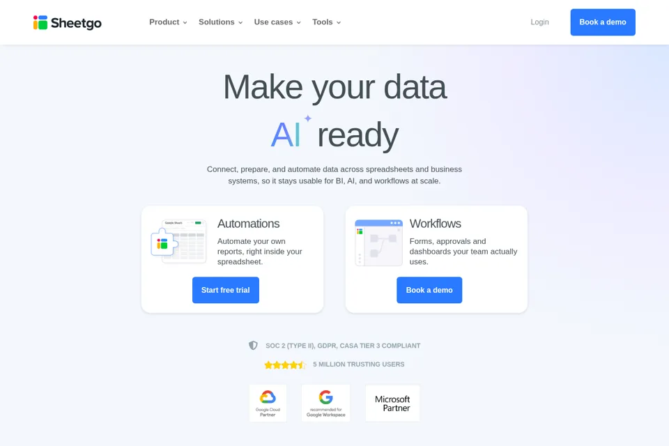 Aperçu de la landing page