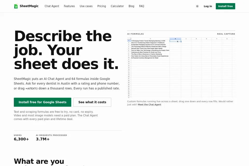 Aperçu de la landing page
