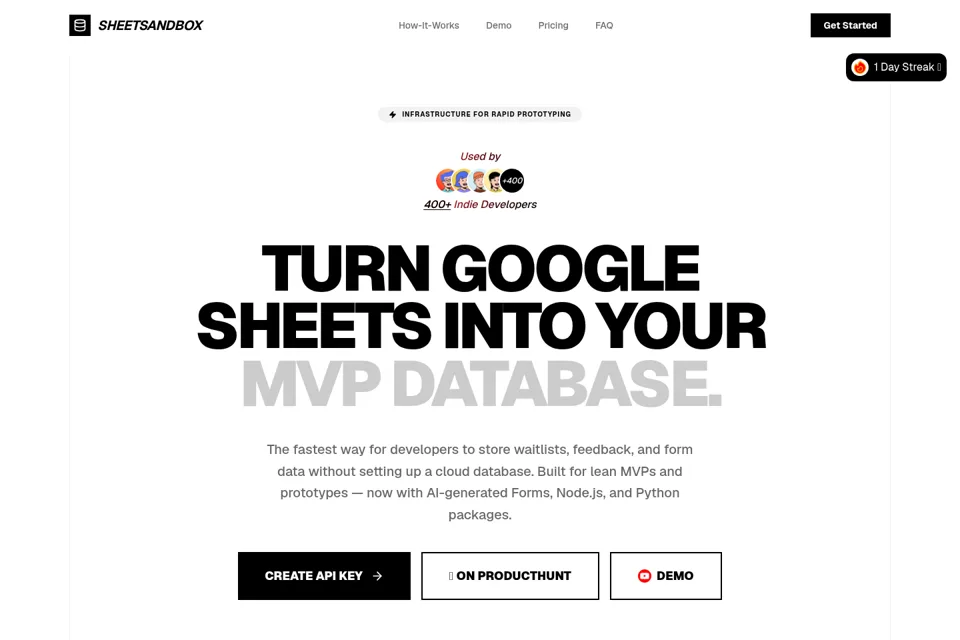 Aperçu de la landing page