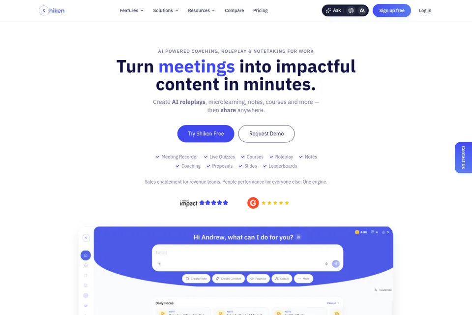 Aperçu de la landing page