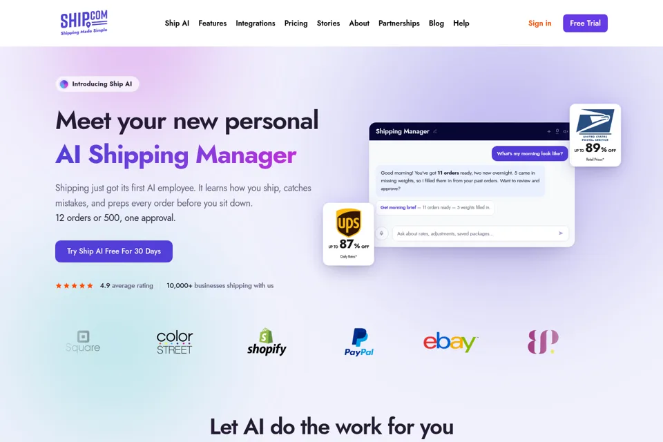 Aperçu de la landing page