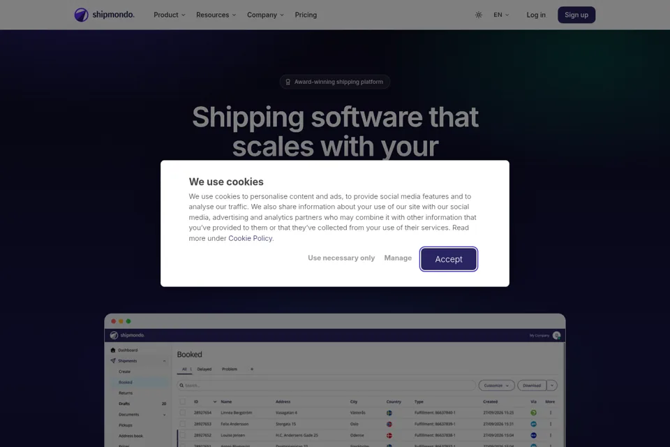 Aperçu de la landing page