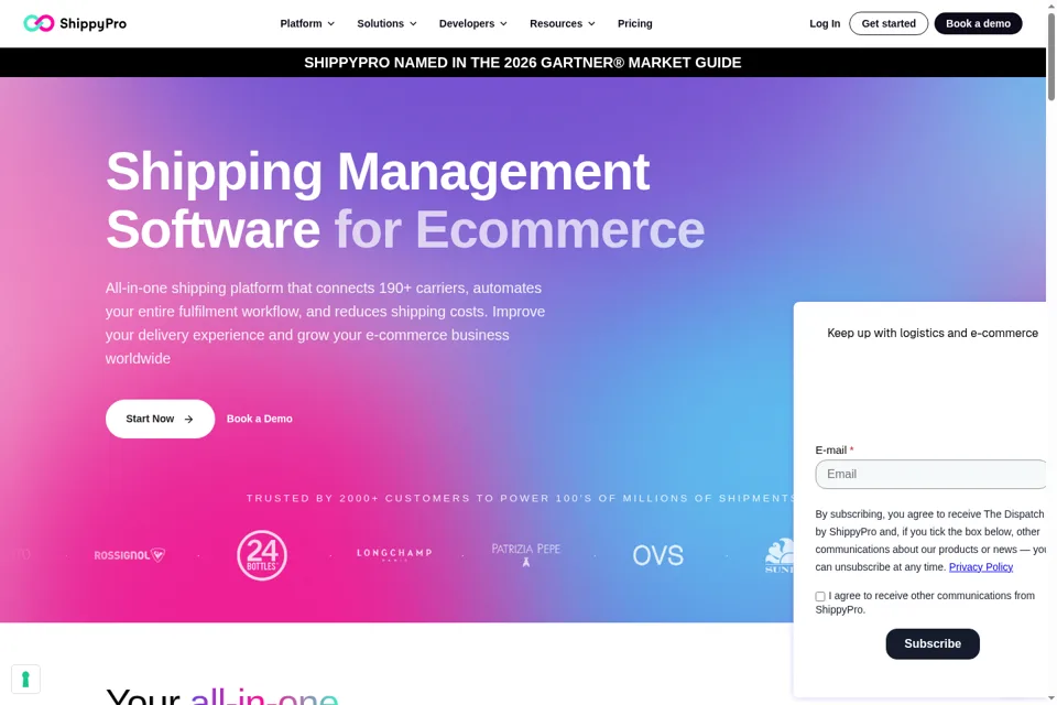 Aperçu de la landing page