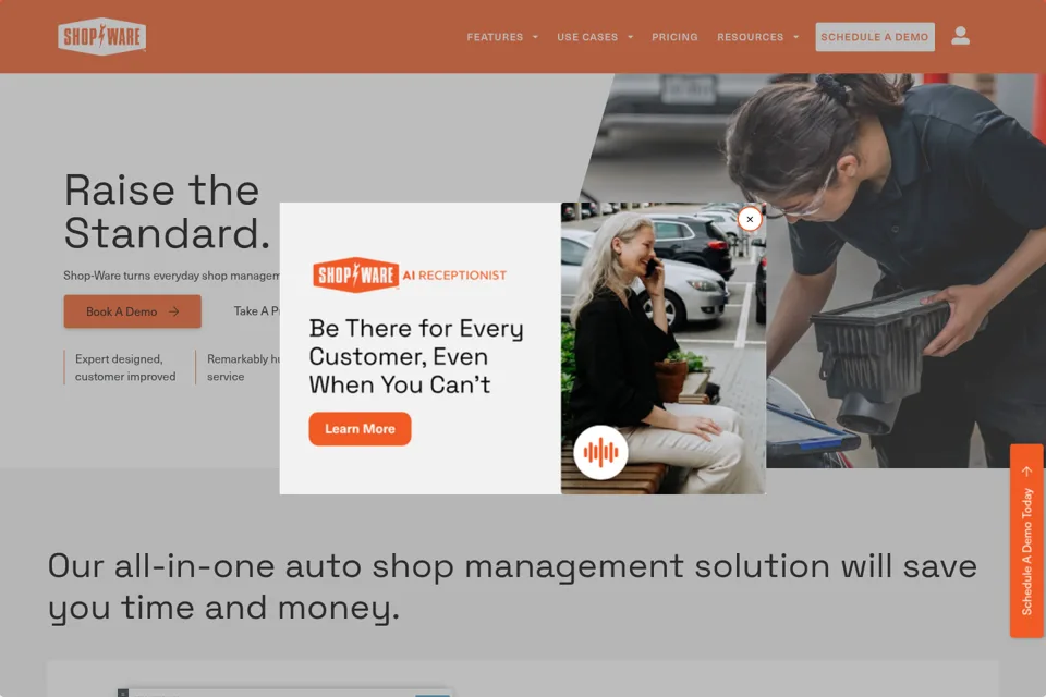 Aperçu de la landing page