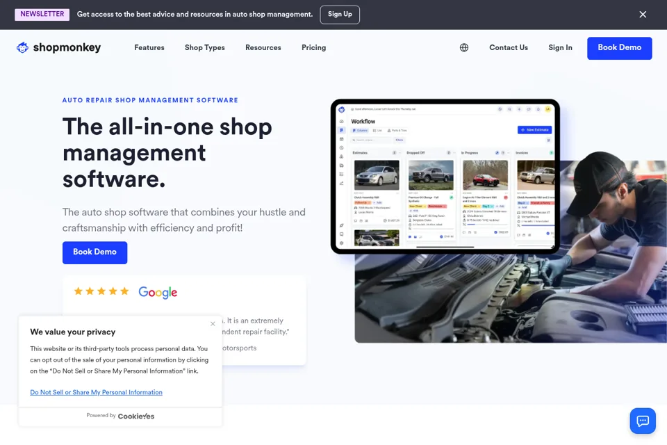 Aperçu de la landing page