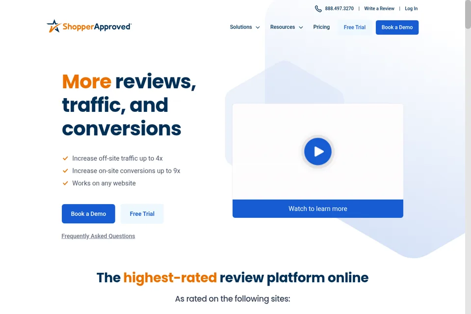 Aperçu de la landing page