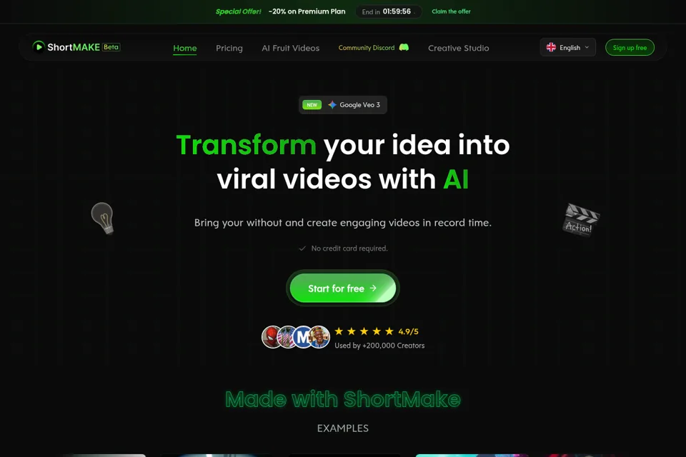 Aperçu de la landing page