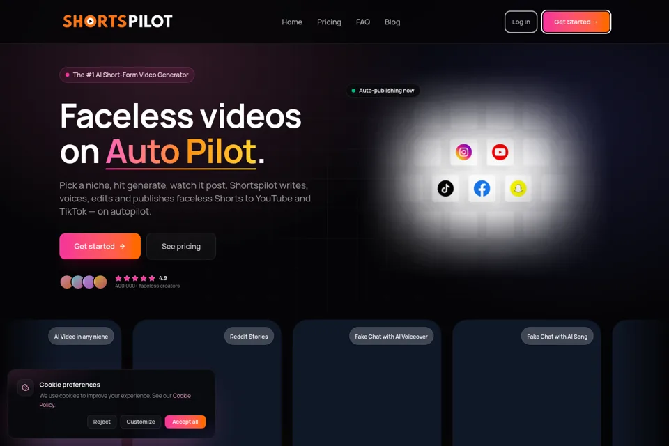 Aperçu de la landing page
