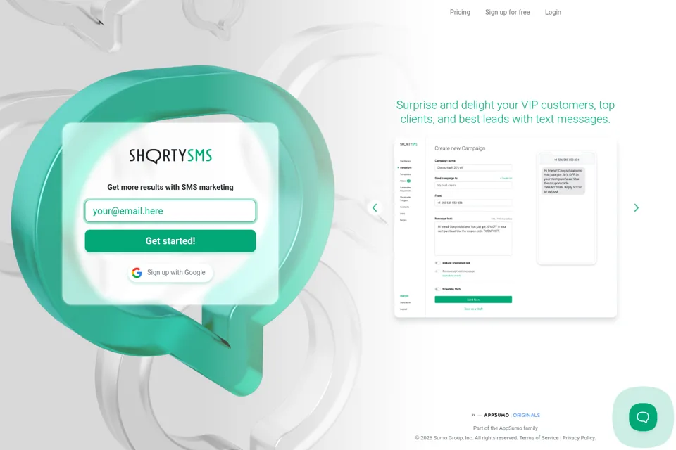 Aperçu de la landing page