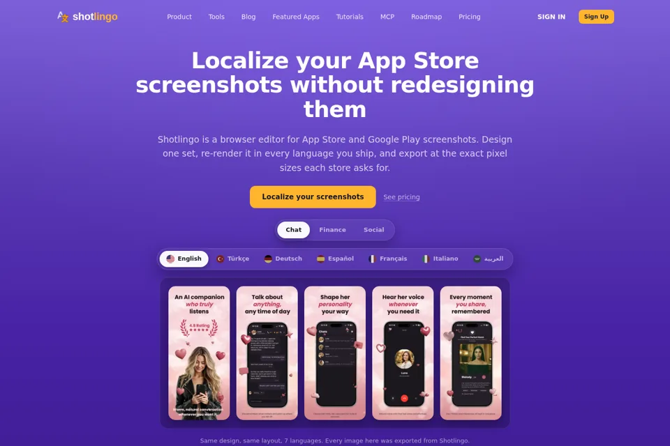 Aperçu de la landing page