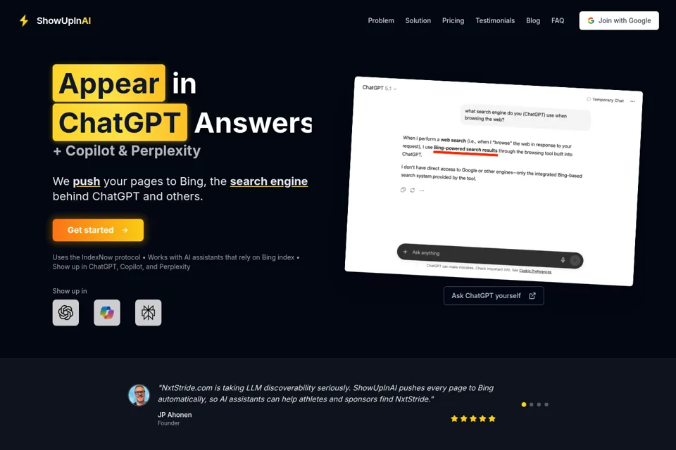 Aperçu de la landing page
