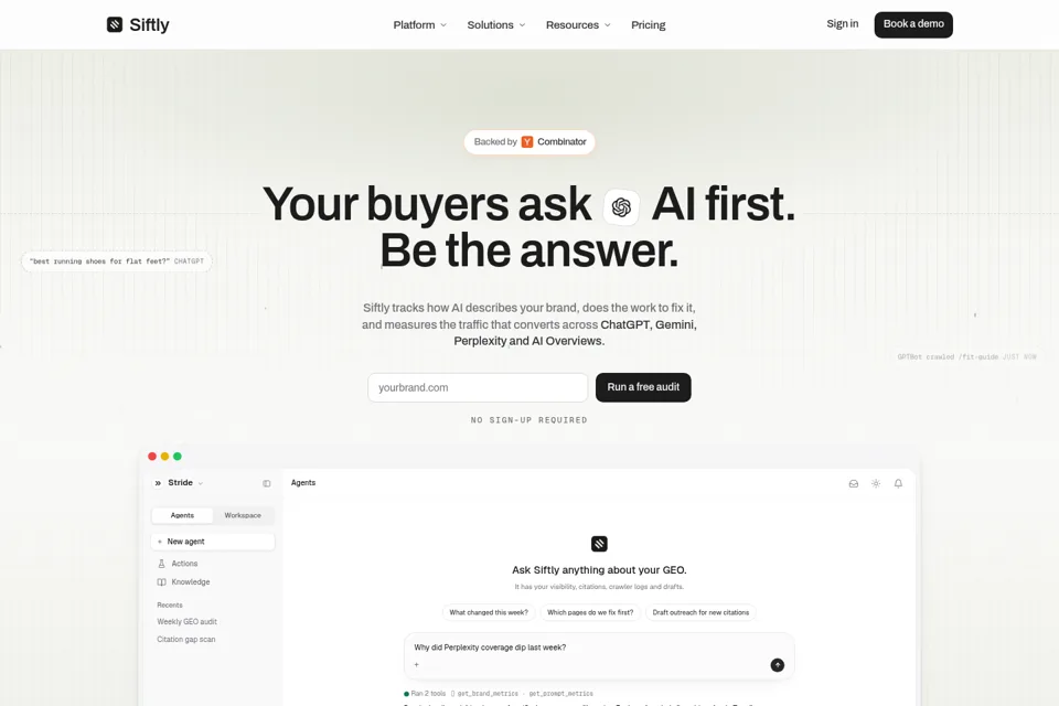 Aperçu de la landing page