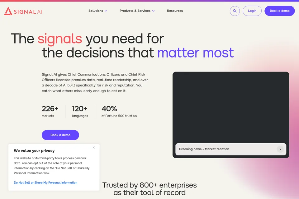Aperçu de la landing page