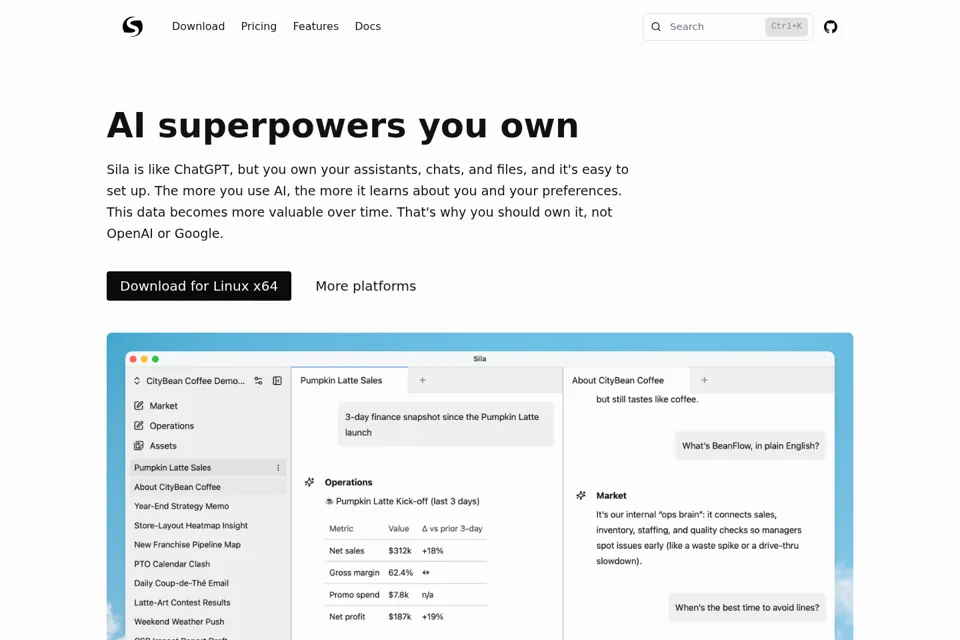 Aperçu de la landing page