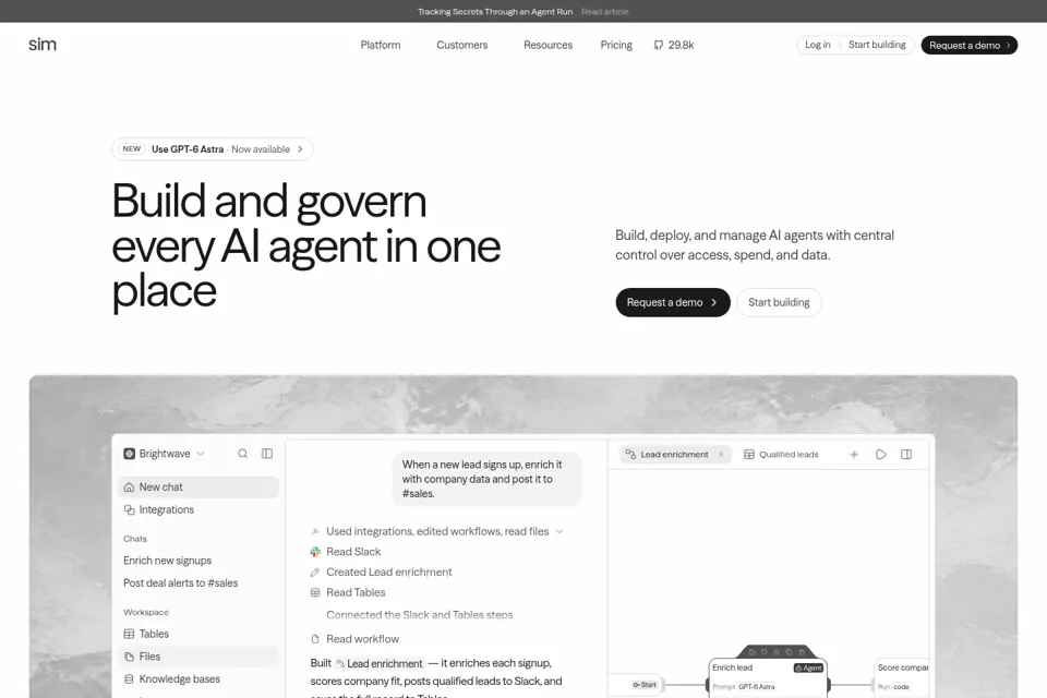Aperçu de la landing page