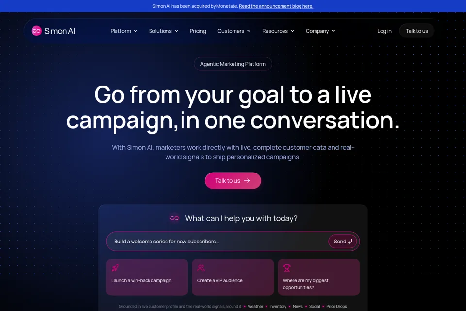 Aperçu de la landing page