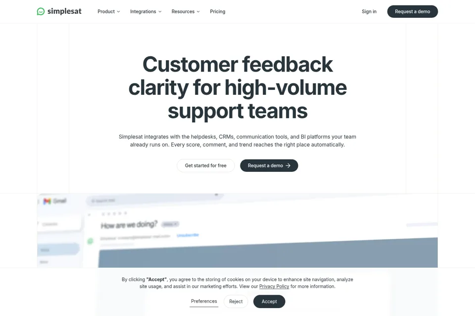 Aperçu de la landing page