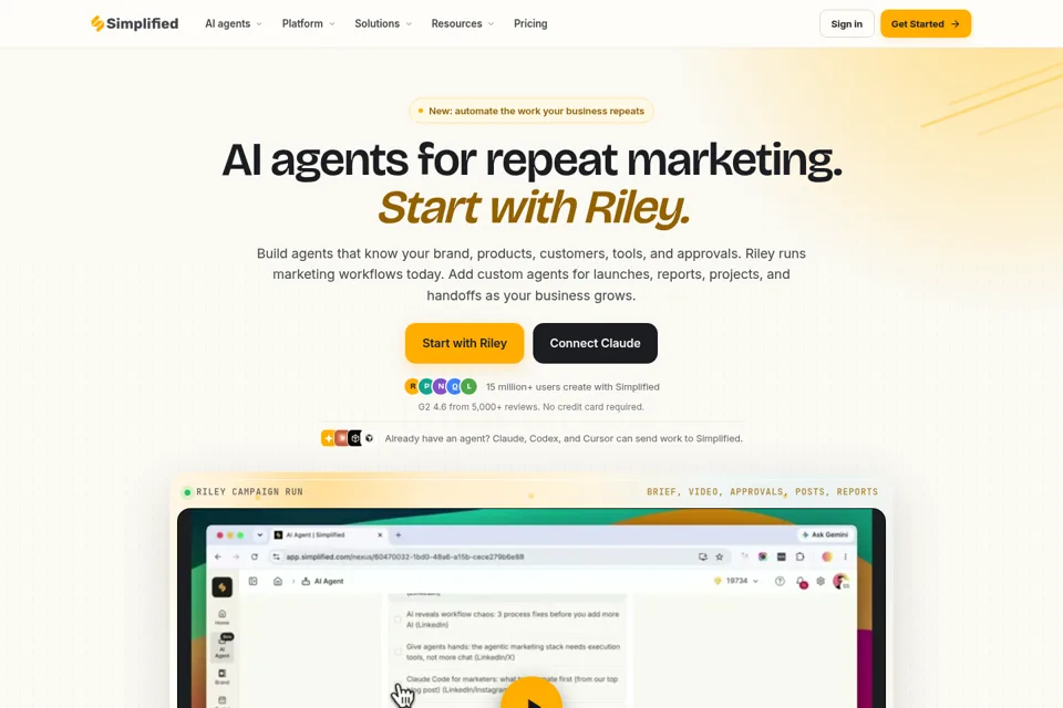 Aperçu de la landing page