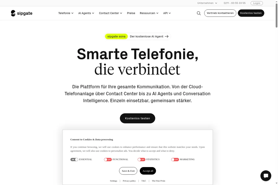 Aperçu de la landing page